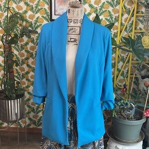 Women's Open-Front Turquoise Blazer Jacket